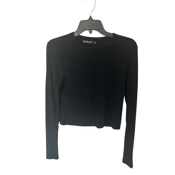 Abercrombie And Fitch Ribbed Top Black Cropped Size L - Picture 2 of 3